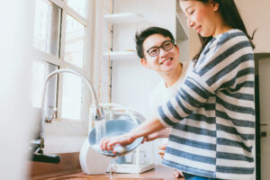 couple enjoying fresh clean water